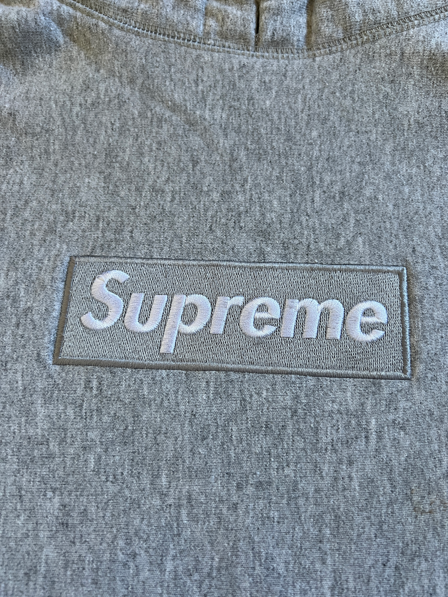 2003 Supreme Silver / Grey on Grey Box Logo Pullover Hoodie